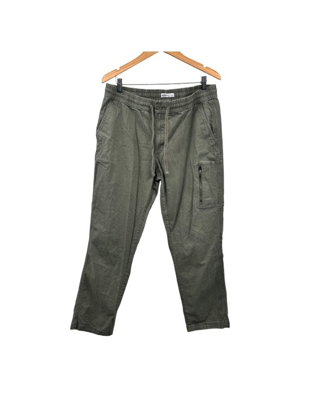 Sonoma Womens Drawstring Straight Leg Pants Textured Green Size Large Pockets